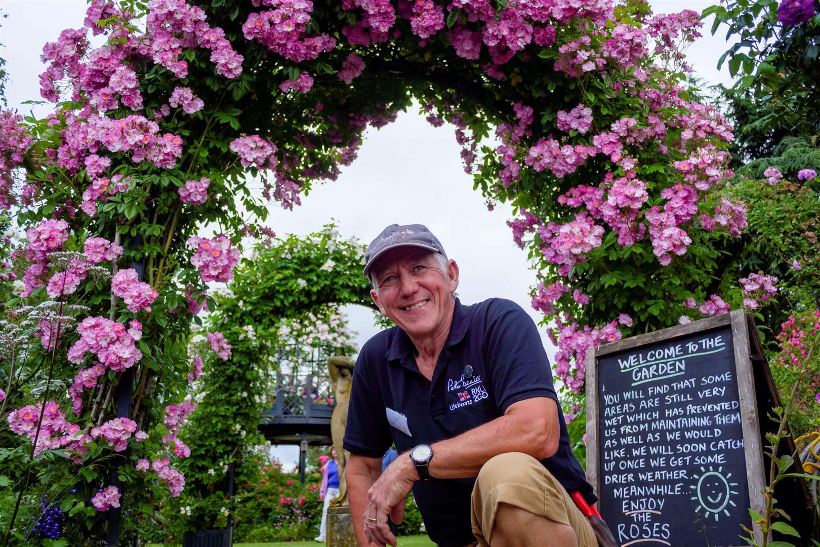 Head rosarian, Ian Limmer, enjoying the festival in the gardens of Peter Beales Roses in Attleborough. Picture: Mark Bullimore