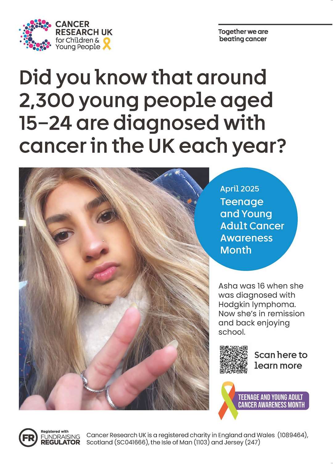 The poster campaign for Cancer Research UK which Asha was on it. Picture submited
