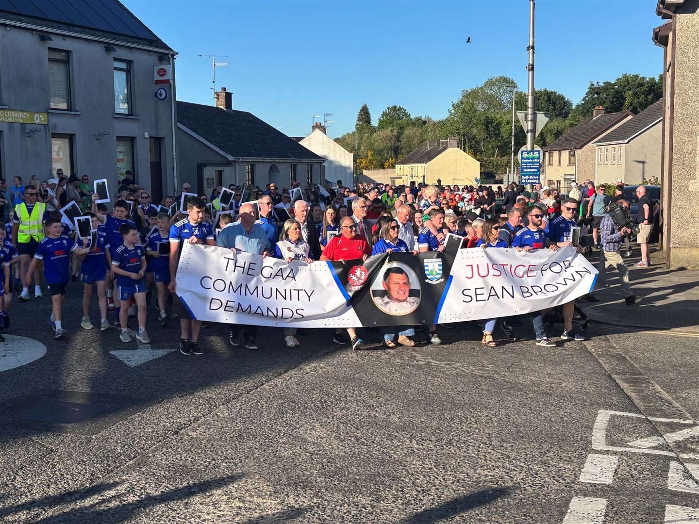 People in the town of Bellaghy, Co Londonderry (Rebecca Black/PA)