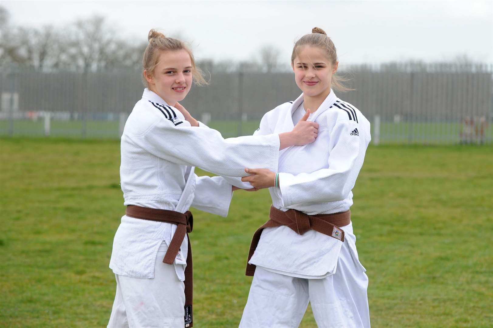 Sisters Eden and Niamh Southgate were in action at the Junior Judo Open..Pictured: Eden and Niamh Southgate....PICTURE: Mecha Morton... (7689908)