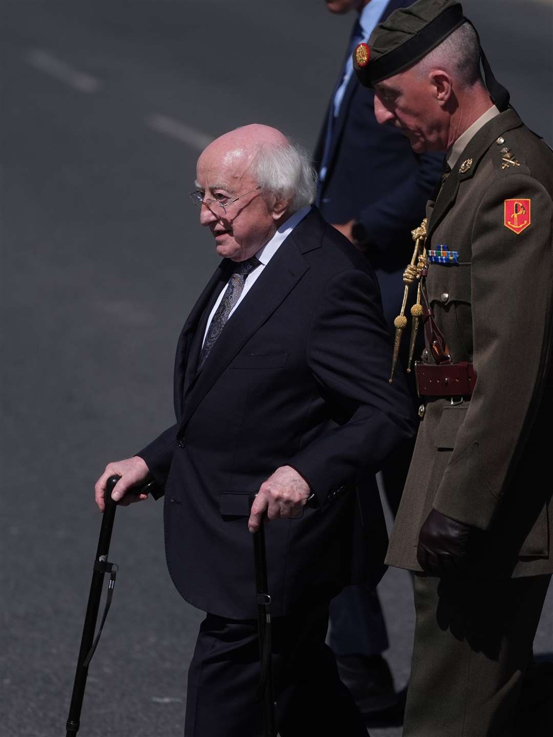 Irish President Michael D Higgins leaves following the funeral service of Garda Kevin Flatley (Brian Lawless/PA)