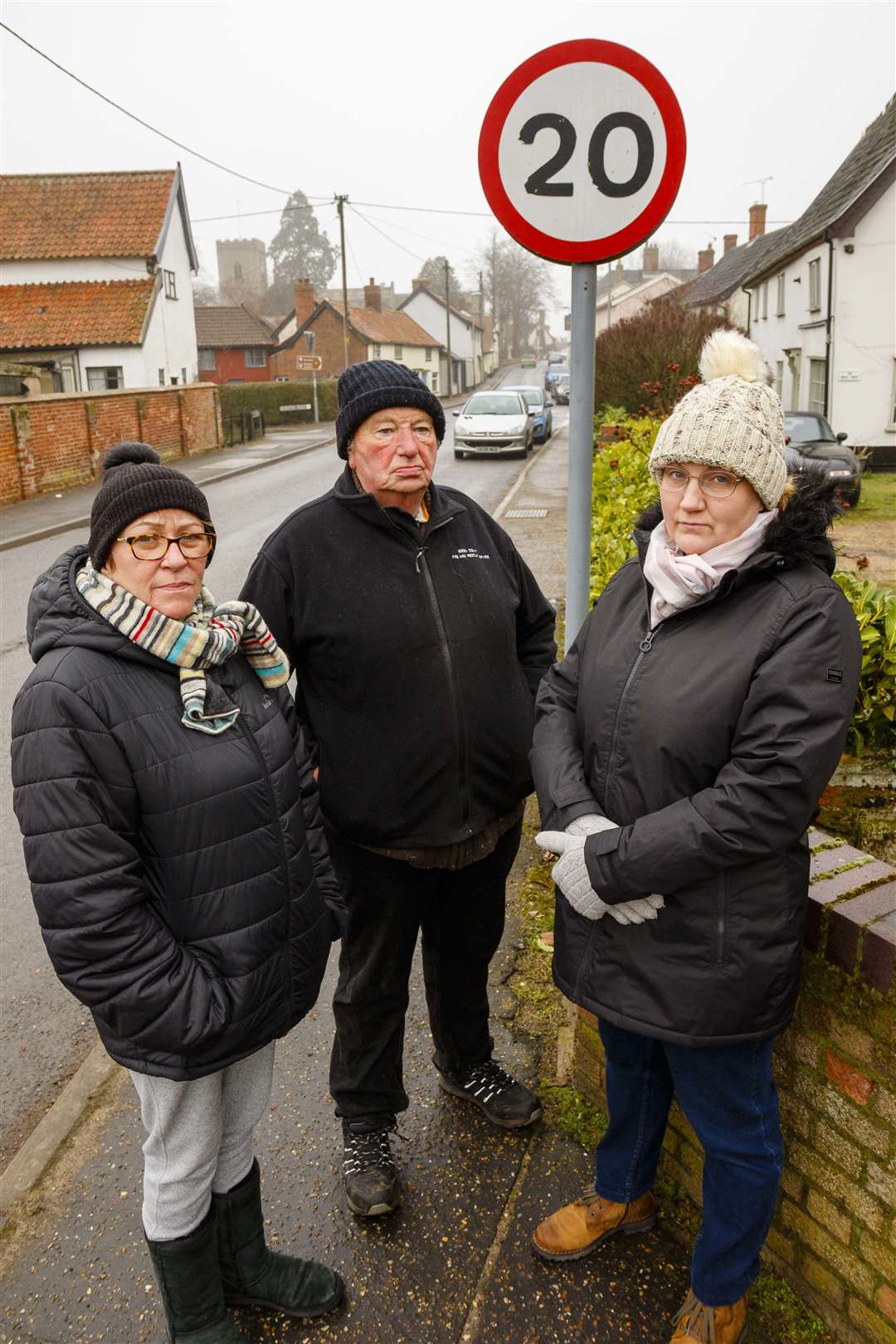 Pictured from left Sally Schulz, Bill Palmer and Jackie Watts on Norwich Road