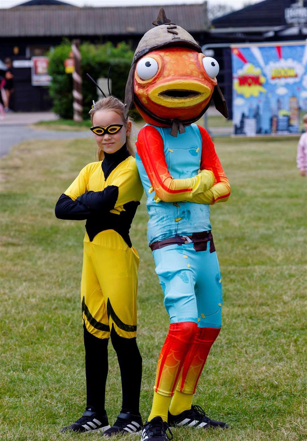 Anna and Indy Simon-Jones as Queen Bee from Miraculous and Fishstick from Fortnite. Picture: Mark Bullimore