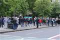 Hundreds gather to protect war memorials outside Belfast City Hall