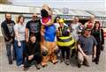Best friends, dinosaur and bumblebee, complete charity fun run
