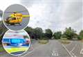 Motorcyclist taken to hospital by air ambulance with life-threatening injuries after two-vehicle crash