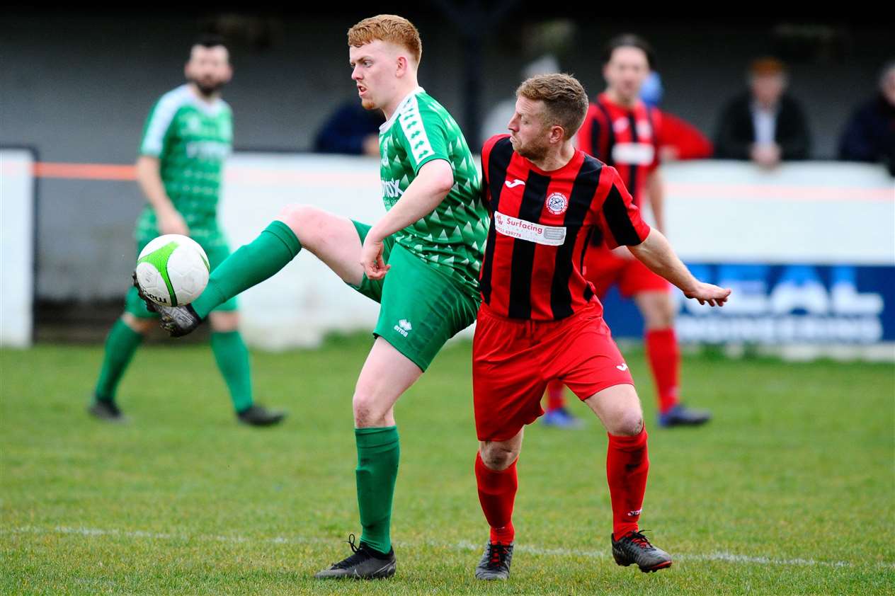 East Harling, Norfolk, 14/03/2020..Football action from East Harling v Wymondham...J Woods..Picture: Mark Bullimore Photography. (32043706)