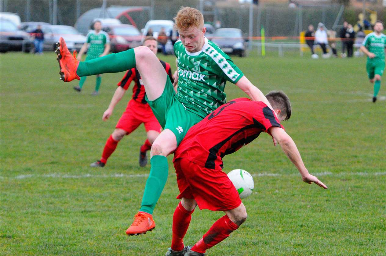 East Harling, Norfolk, 14/03/2020..Football action from East Harling v Wymondham...Tarft..Picture: Mark Bullimore Photography. (31585288)