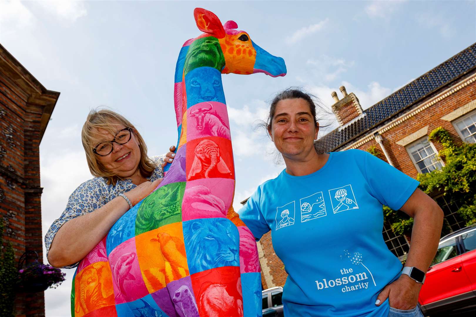 Sadie Lofthouse and Clare Jackson of The Blossom Charity with Giraffe Squared.Picture: Mark Bullimore