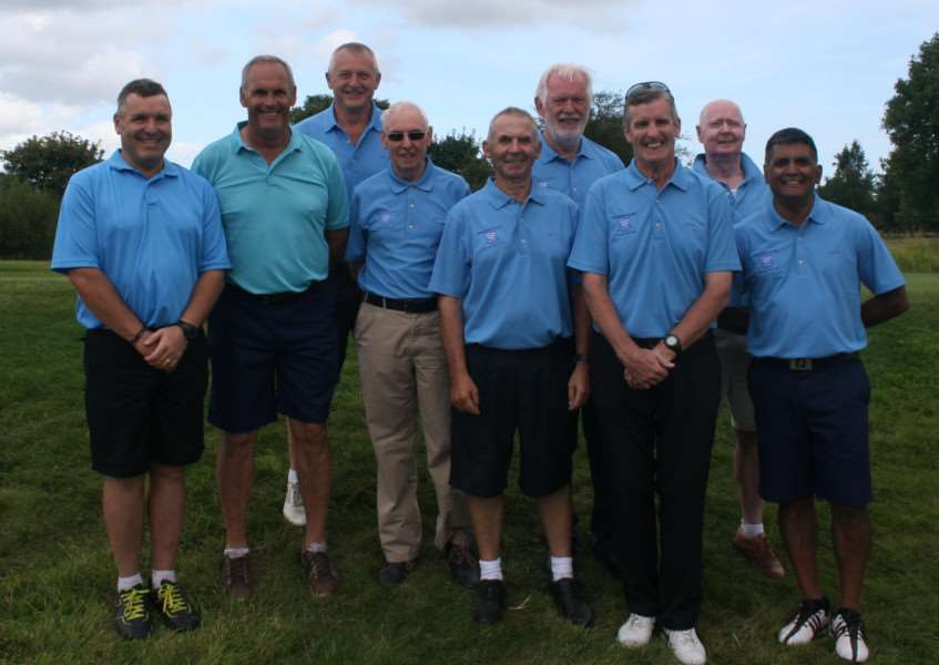 INTO THE FINAL: Diss Golf Club's Parks semi-final winning team, from left to right, Phil Allen, Dave Boom, Steve Enever, John Piper (reserve), Ken Bowman (team captain), Roger Hinds, Steve Biggs, Bob Allison and Dhram Mavar