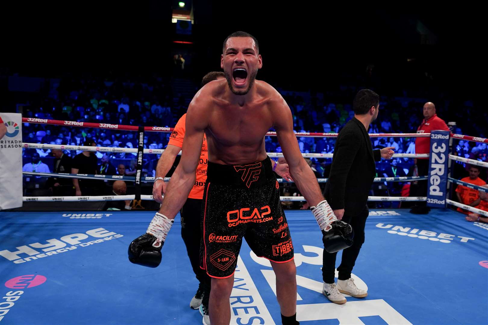 Tommy Fletcher celebrates his victory against Alvaro Terro Picture: Stephen Dunkley/Queensberry Promotions
