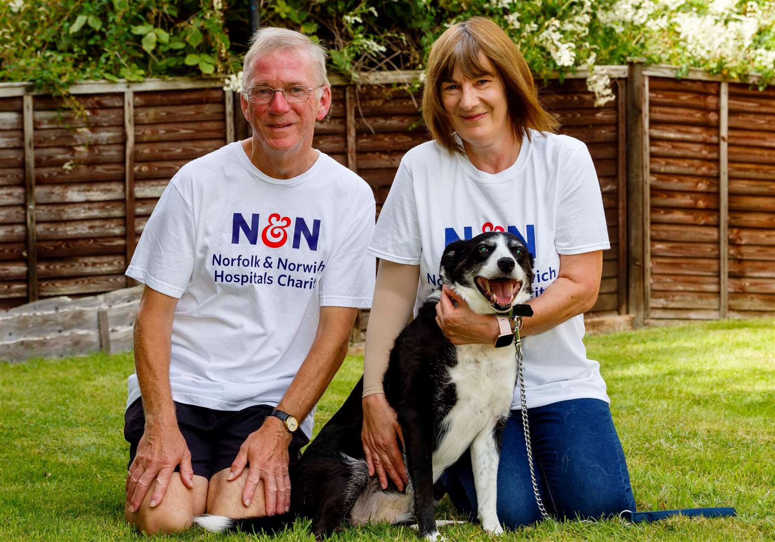 Deidre Wilson-Kent with Willow and Barry Fortune, who will be walking 36-miles from Norwich to Diss next week for charity. Picture: Mark Bullimore