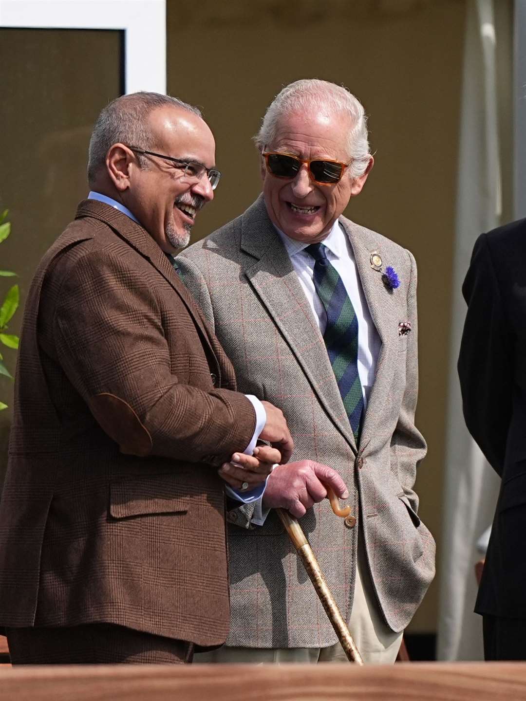 The Crown Prince and Prime Minister of Bahrain Salman bin Hamad Al Khalifa and the King share a laugh at the Royal Windsor Horse Show (Aaron Chown/PA)