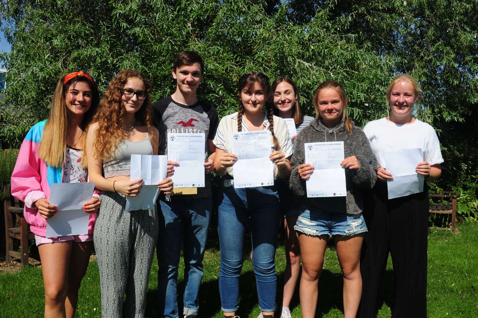 Students at Thomas Mills High School celebrate their GCSE results.
