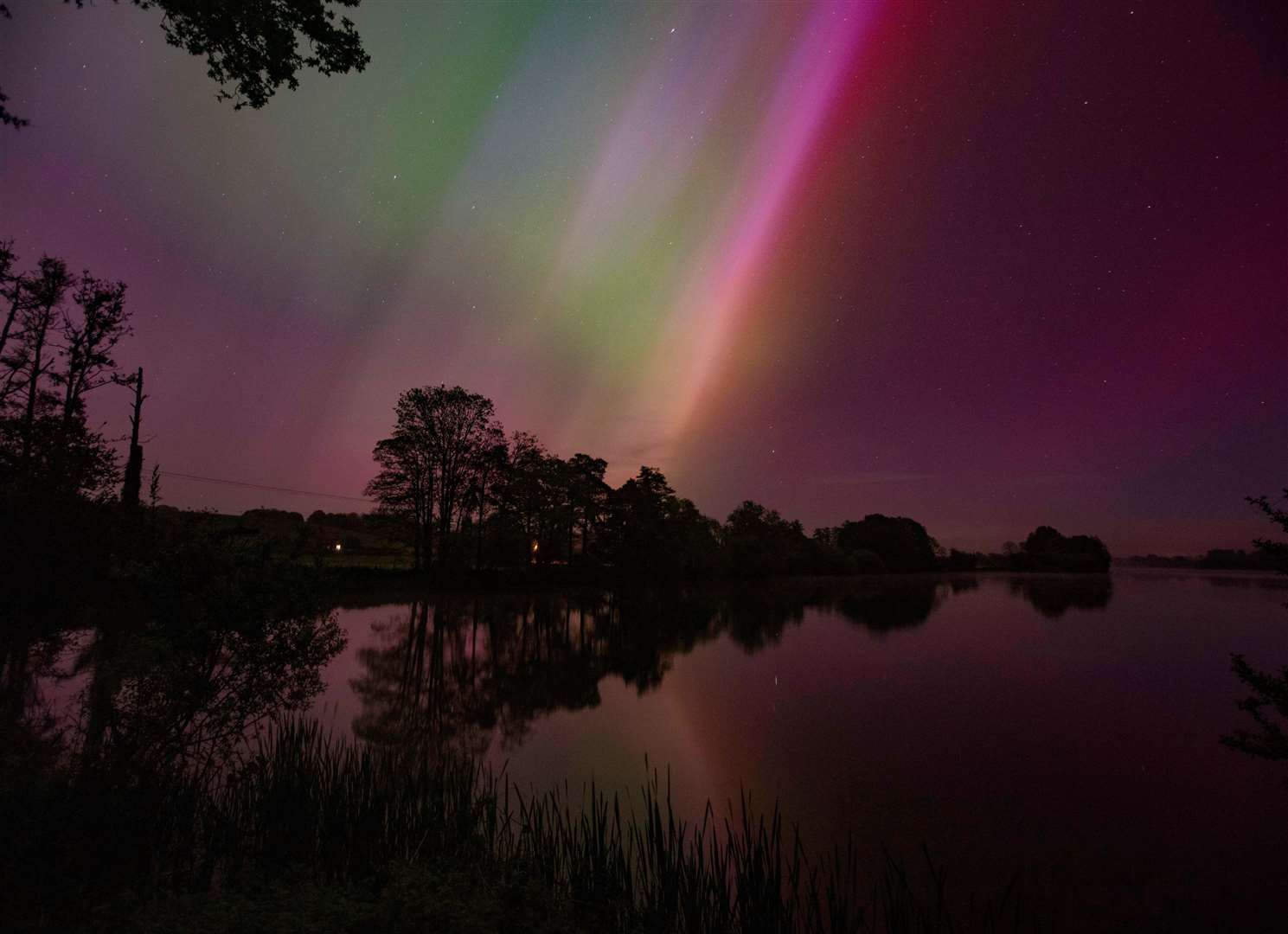 The Aurora Borealis captured at the lake