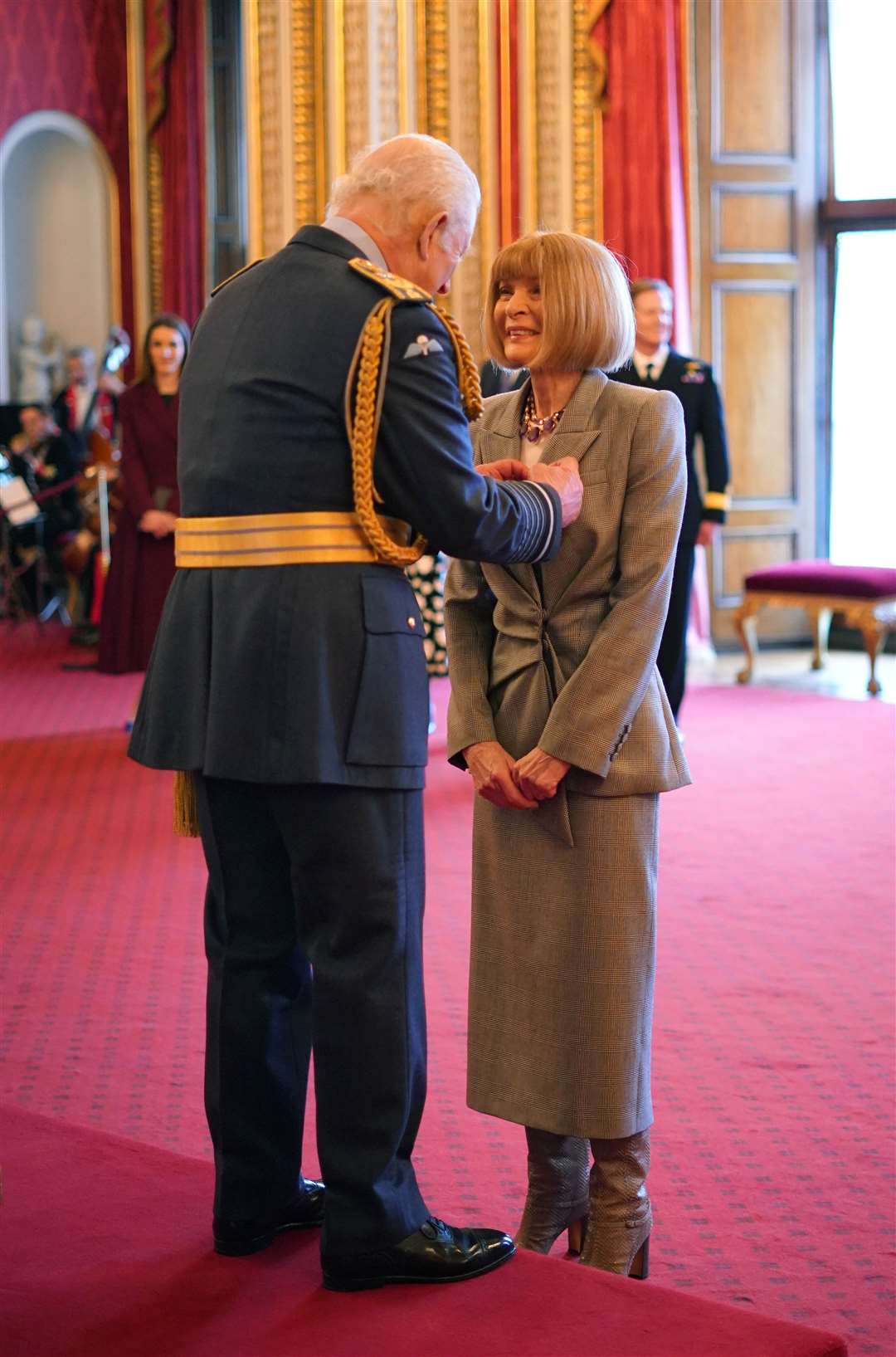 Dame Anna Wintour was made a Companion of Honour by the King at Buckingham Palace (Jordan Pettitt/PA)