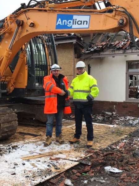 Lee Storer, of Anglian Demolition, with Colin Kilby, general manager of Breckland Lodge. Submitted picture.