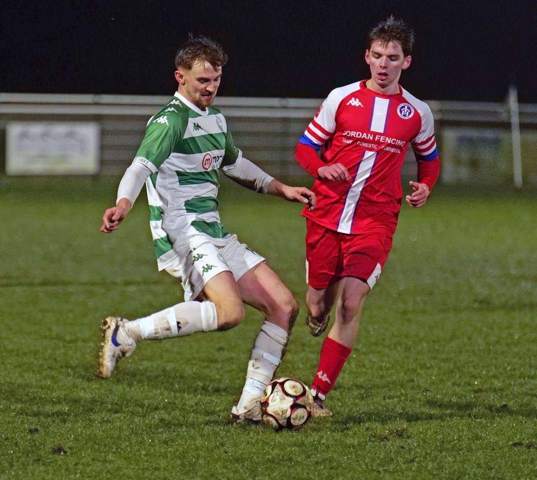 Danny Smith in action for Framlingham Town after his recent comeback from a two-and-a-half year injury Picture: Dean Warner