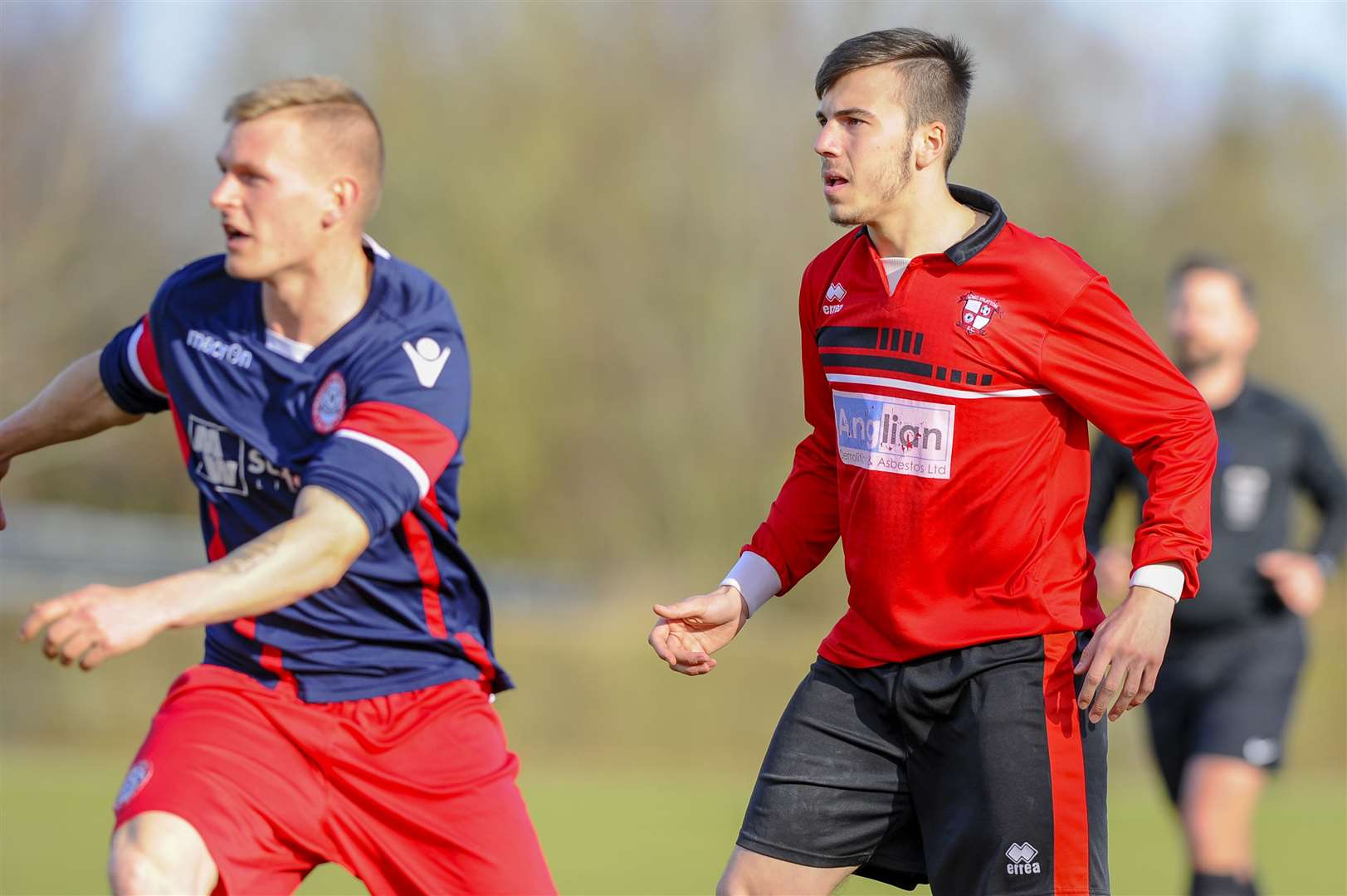 Football action from Long Stratton v Wymondham - James Bemrose..Picture: Mark Bullimore Photography. (7629878)