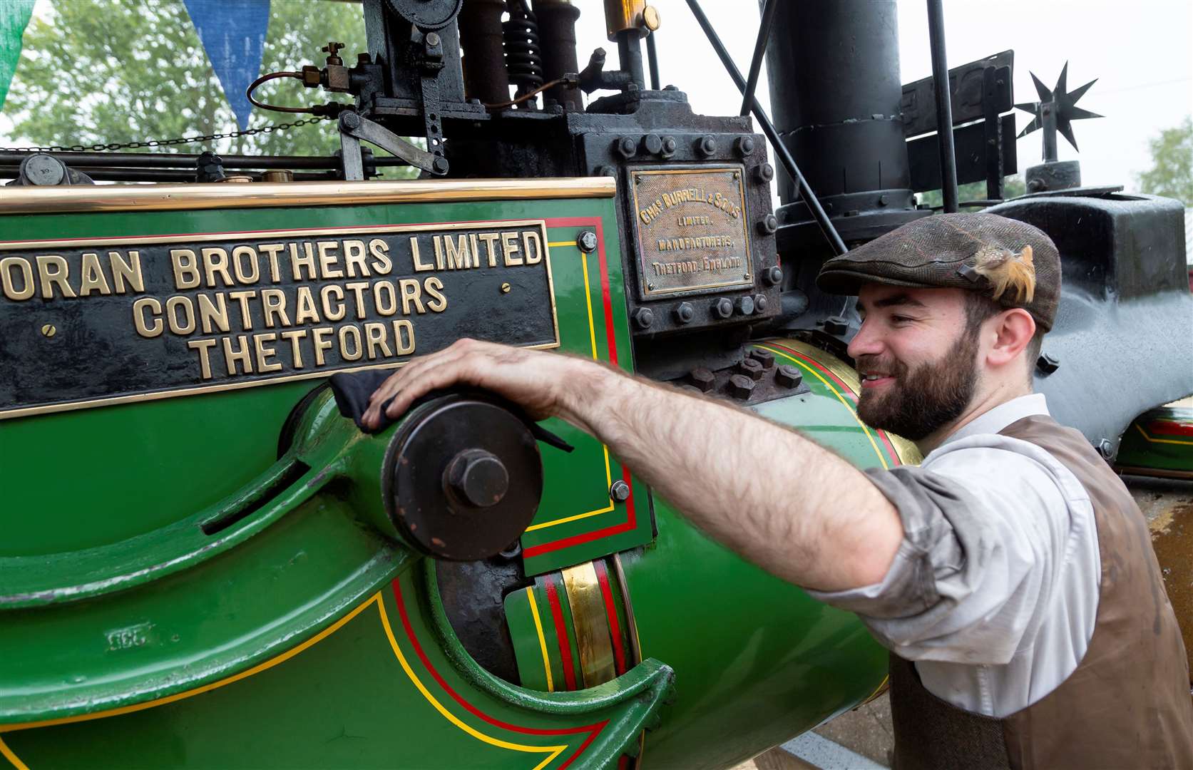 Tom Powell checks out the steam roller.