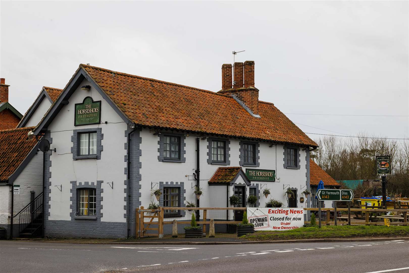 The Horseshoes pub in BIllingford which is due to reopen on 28th January 2023.