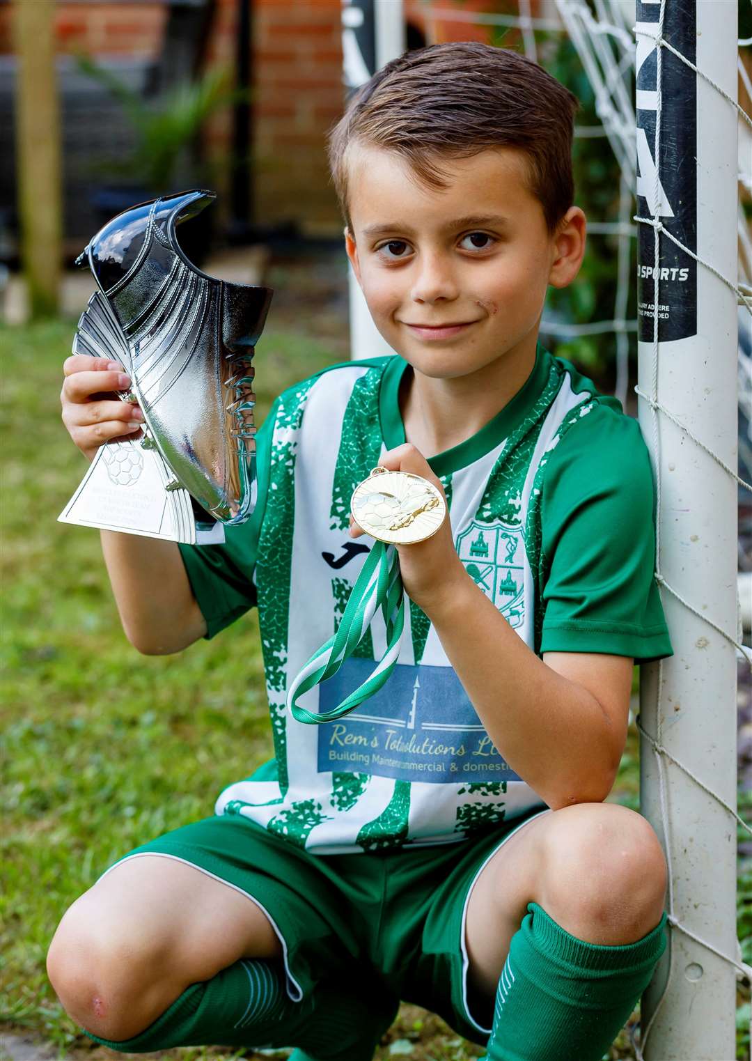 Reggie Gipson with his golden boot award. Picture: Mark Bullimore