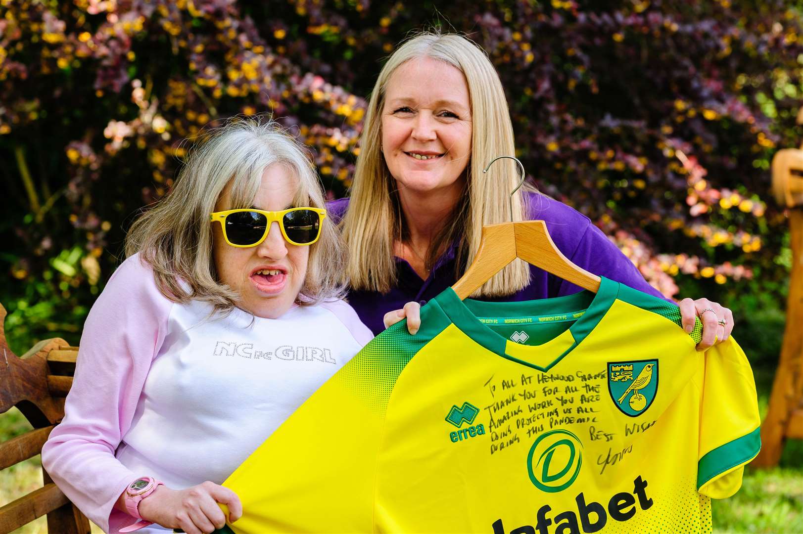Carrow Road season ticket holder Jane Sayer (pictured, left) said was reduced to tears after receiving the gift from the club.