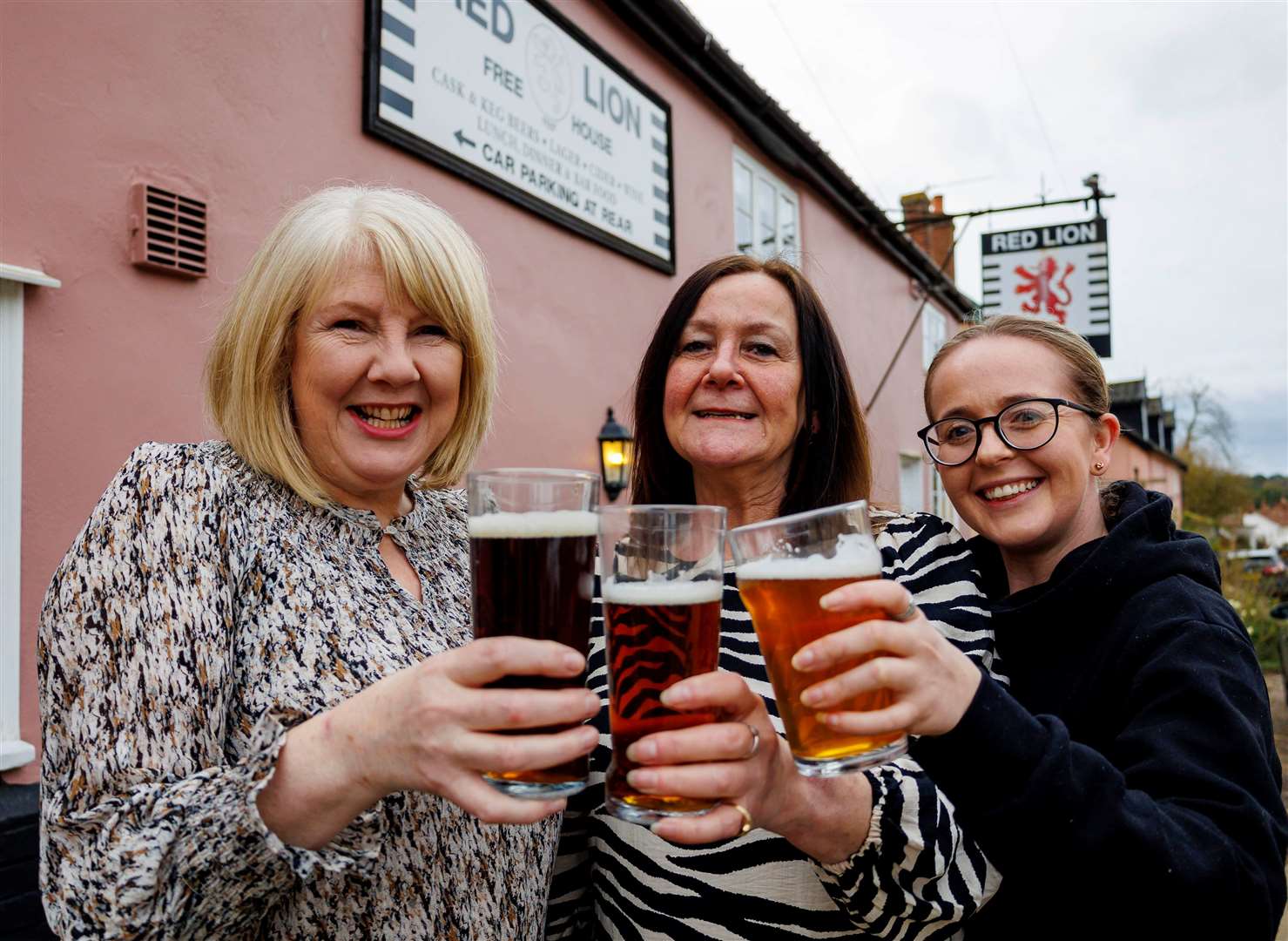 Mandy Berry celebrating with Cindy Wishart and Loren Winnifrith. Picture: Mark Bullimore