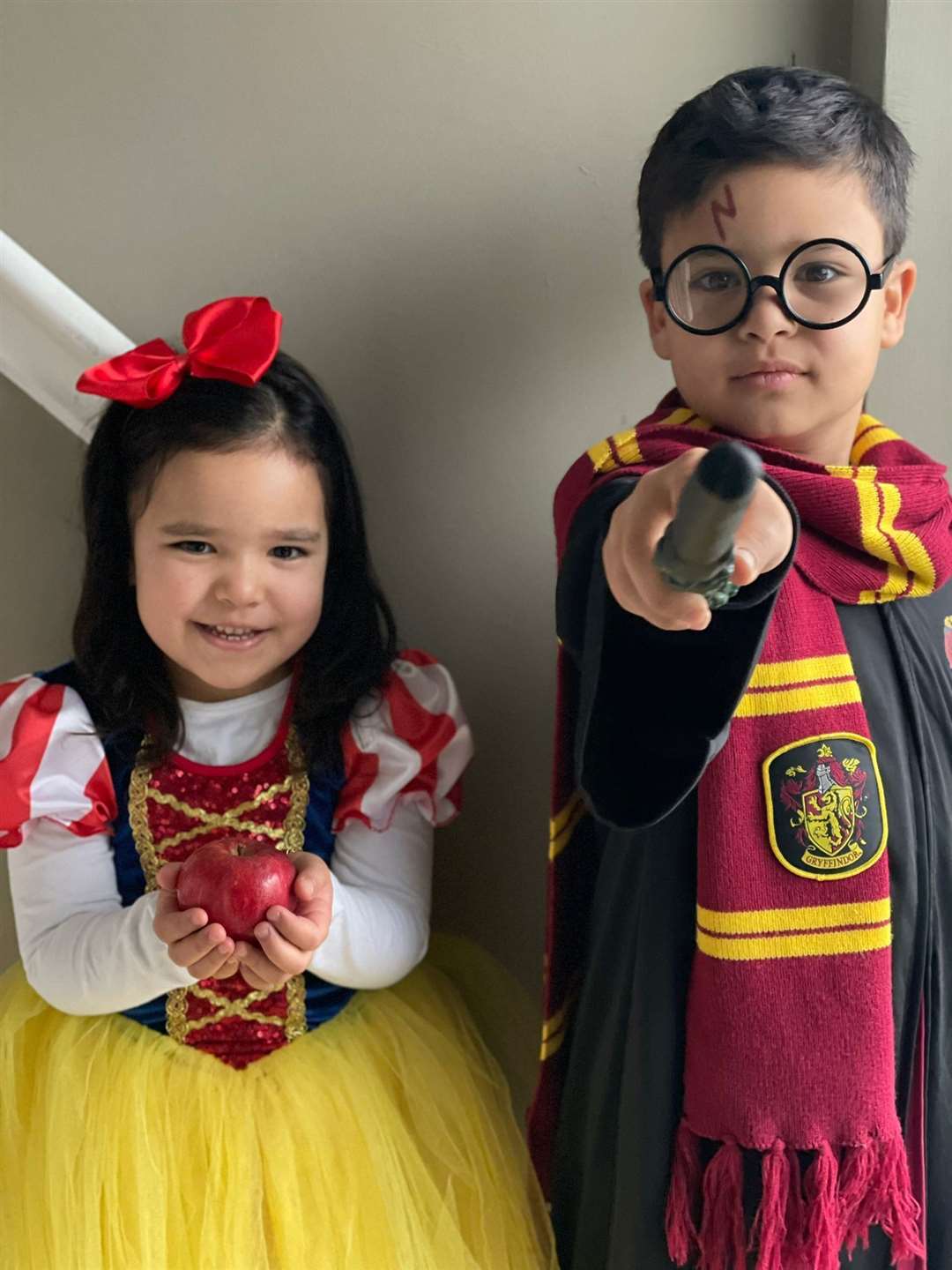 Harry Potter is Mert, seven, and Snow White is Melis Adiguzel, four, both from Diss.
