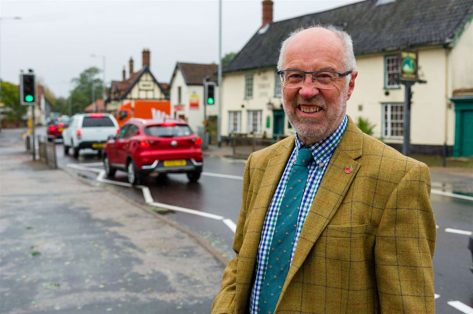 Councillor Martin Wilby, pictured in Long Stratton besides the A140. Picture: Mark Bullimore Photography.