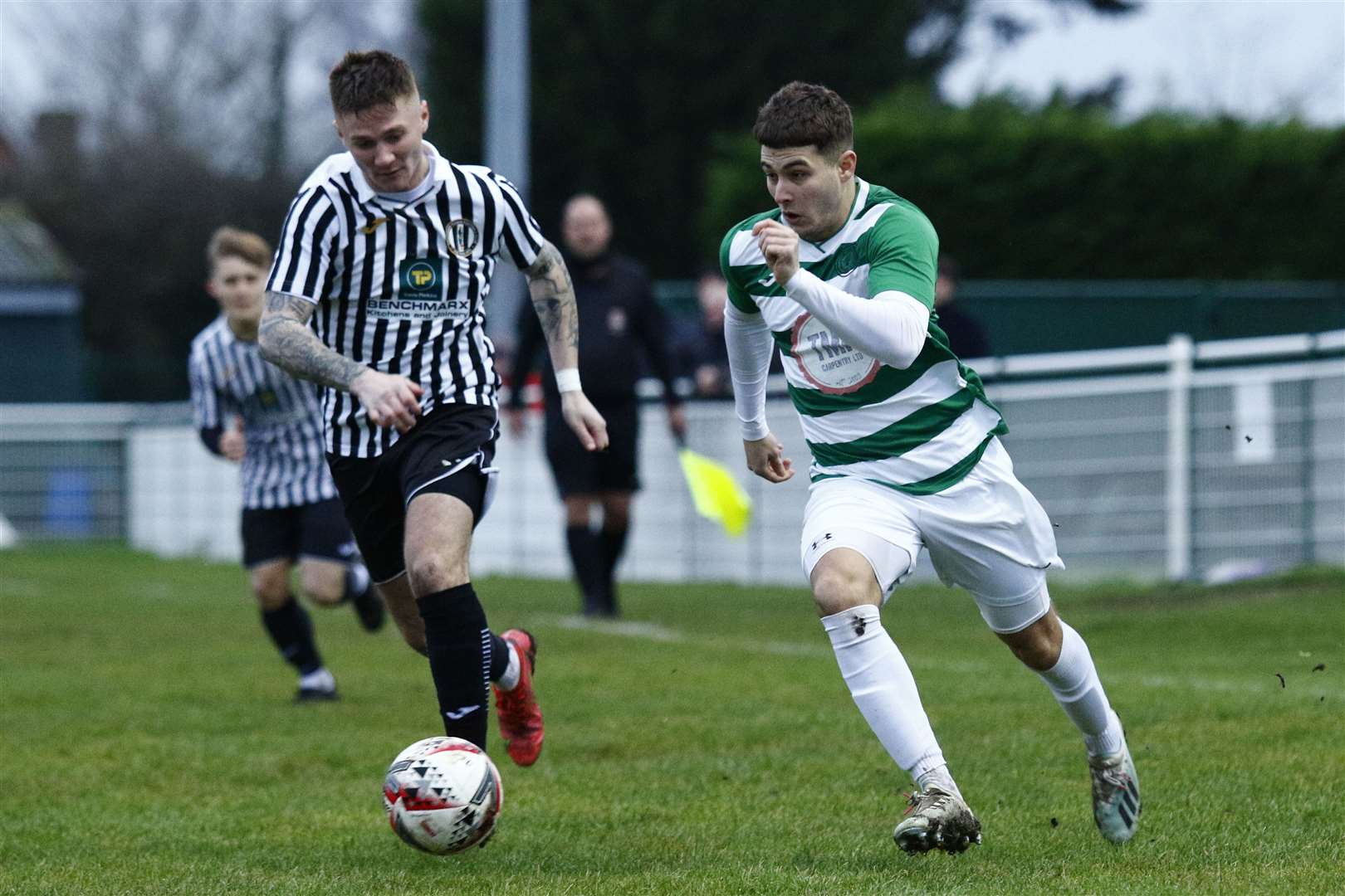 Niki Shopov drives forward for the Castlemen on Saturday Picture: Mark Bullimore