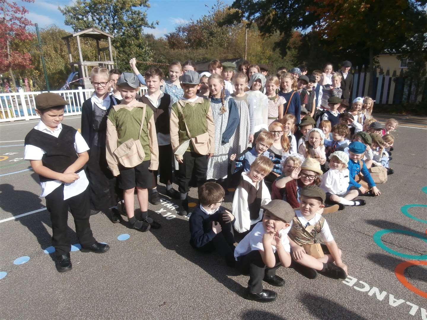 THROWBACK: Children dressed up in period costume and re-enacted a typical school day in 1918.