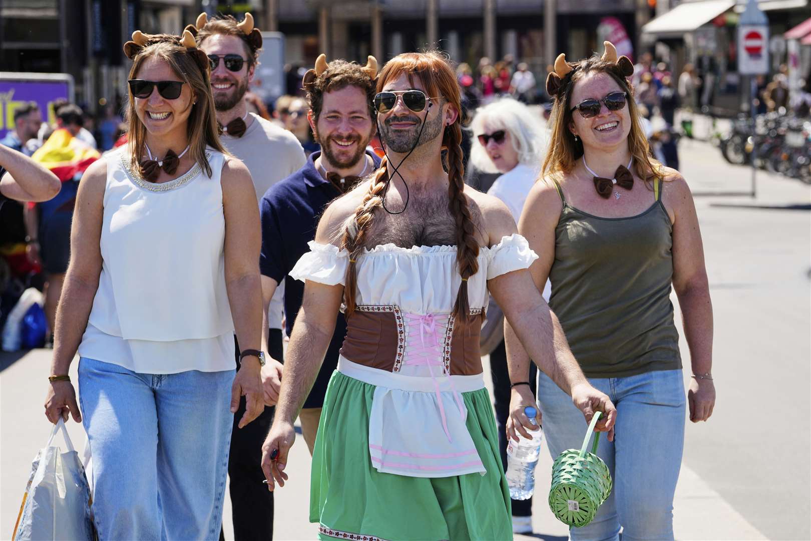 Eurovision fans in Basel city centre ahead of the grand final (Martin Meissner/AP)