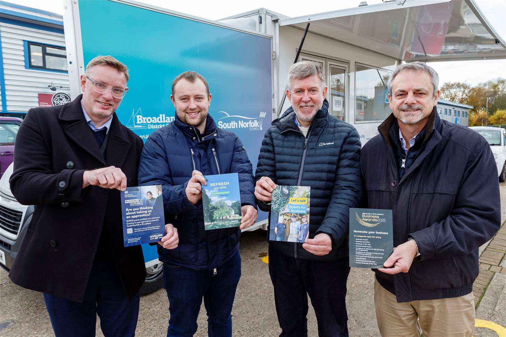 Mat Bardwell (apprenticeships Norfolk business development officer), Matt Beckett (economic development support officer), Paul Chapman (business development manager) and David Davies (economic development officer) from Broadland District and South Norfolk Councils. Picture: Mark Bullimore