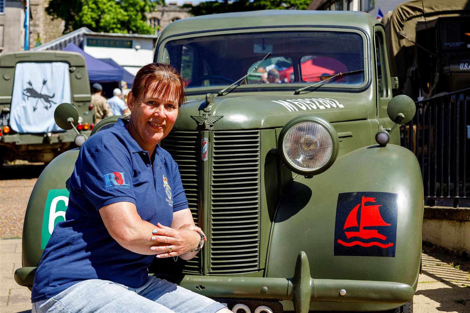 Julie Hines with a 1939-45 Austin 10. Picture: Mark Bullimore