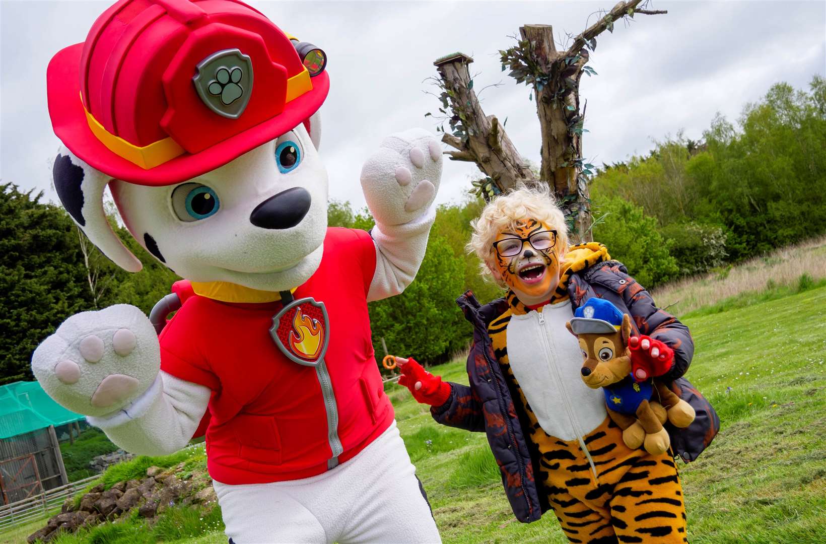 Banham, Norfolk, 20/04/2024TV’s Paw Patrol themed family fun day at Banham Zoo with fans getting the chance to meet Marshall, pictured is Antony Green-Tufts meeting Marshall. Picture: Mark Bullimore Photography 2024