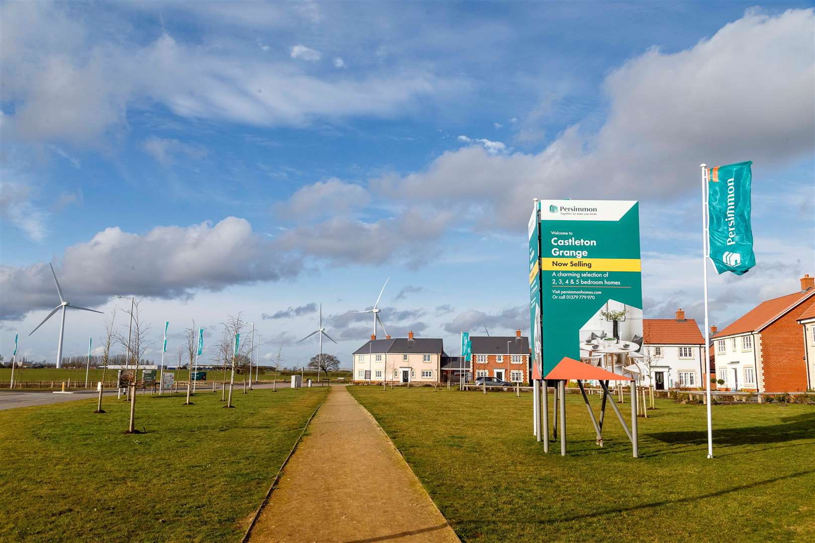 The site entrance for the Castleton Grange Development in Eye. Picture: Mark Bullimore
