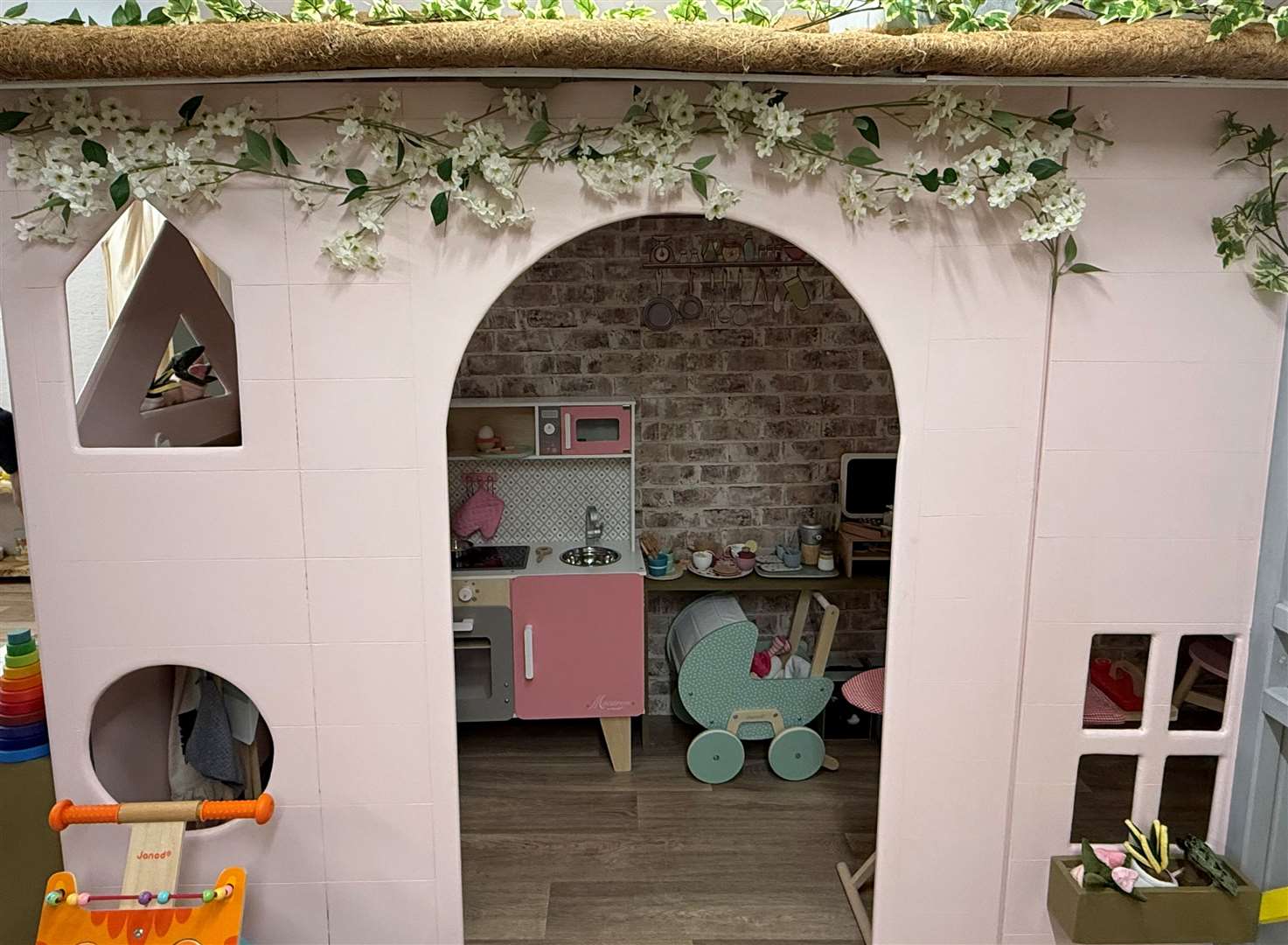 Children can pretend to bake inside the cottage play area at Barnville. Picture: Stonham Barns Park