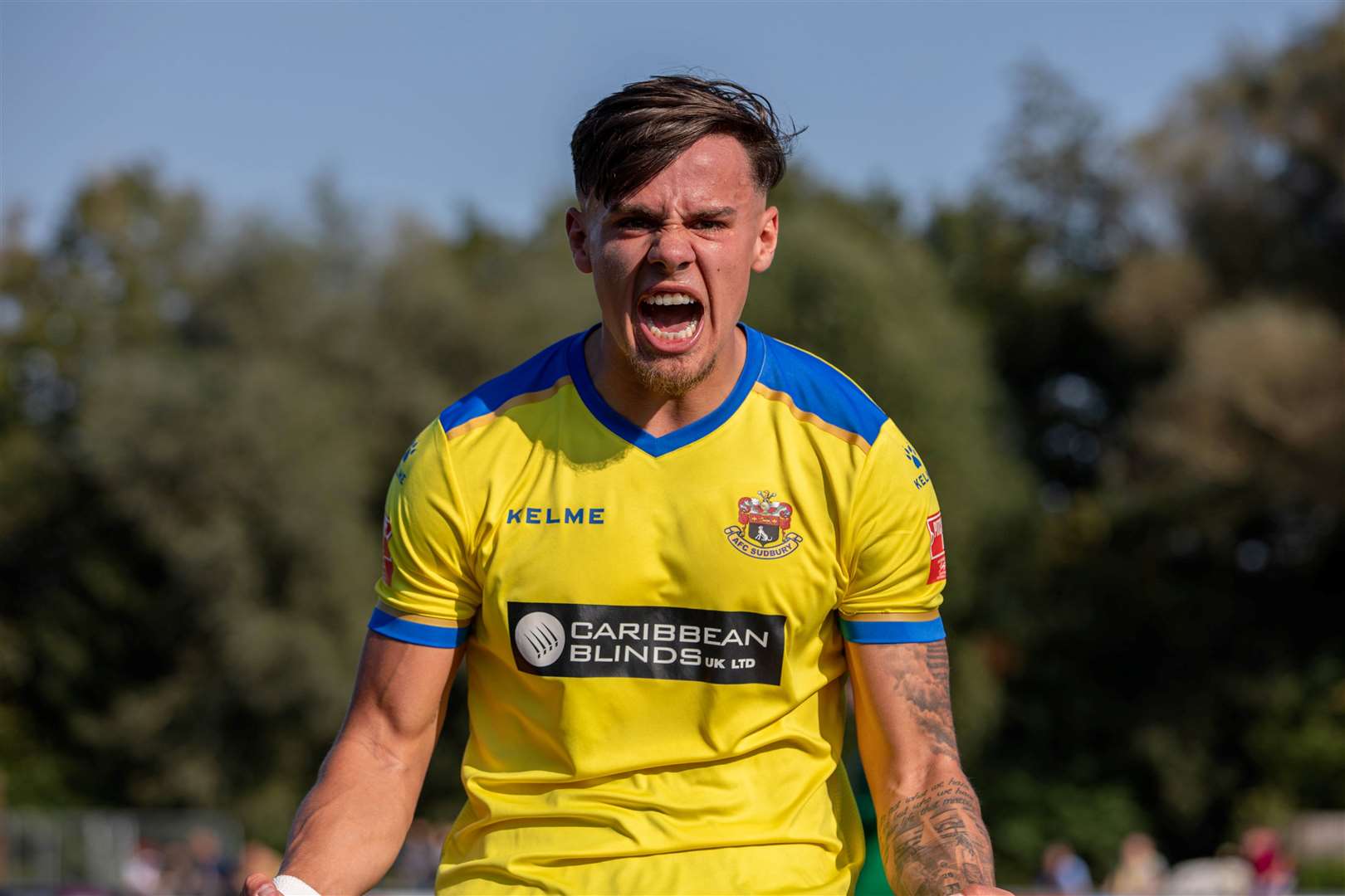 Joe Neal celebrates his penalty. Picture Cameron Screech