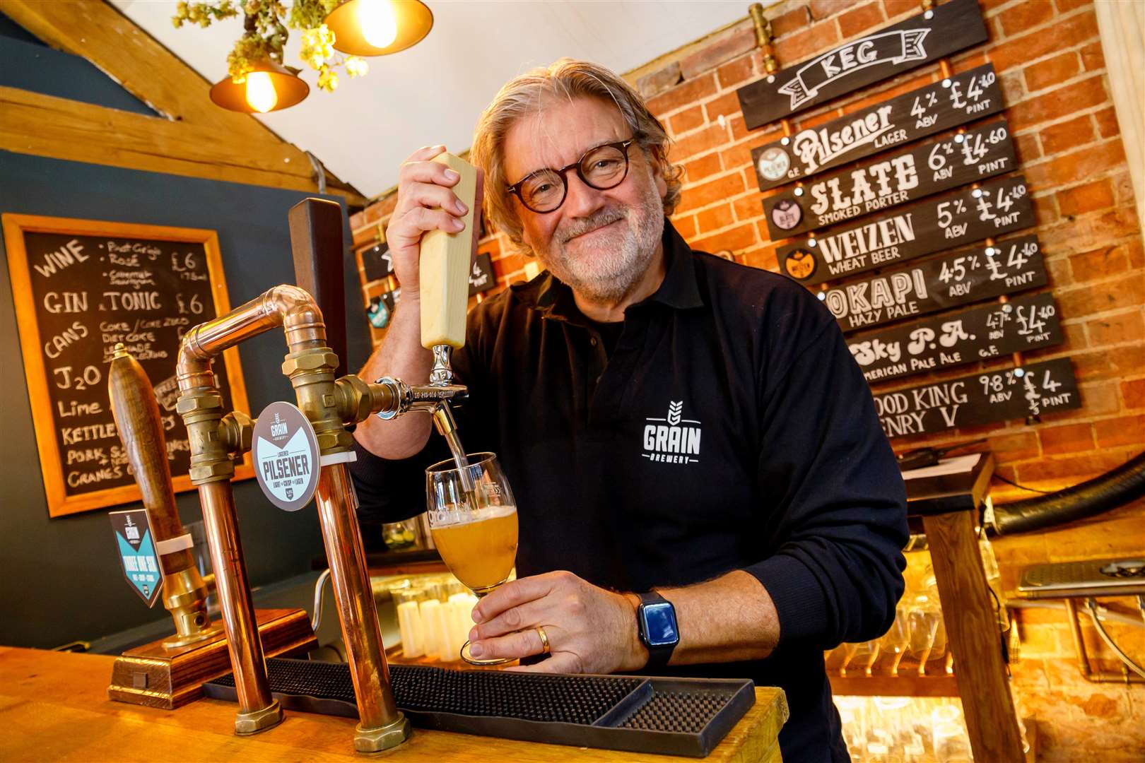 Andrew McCrostie kept the drinks flowing in the Tap Room.