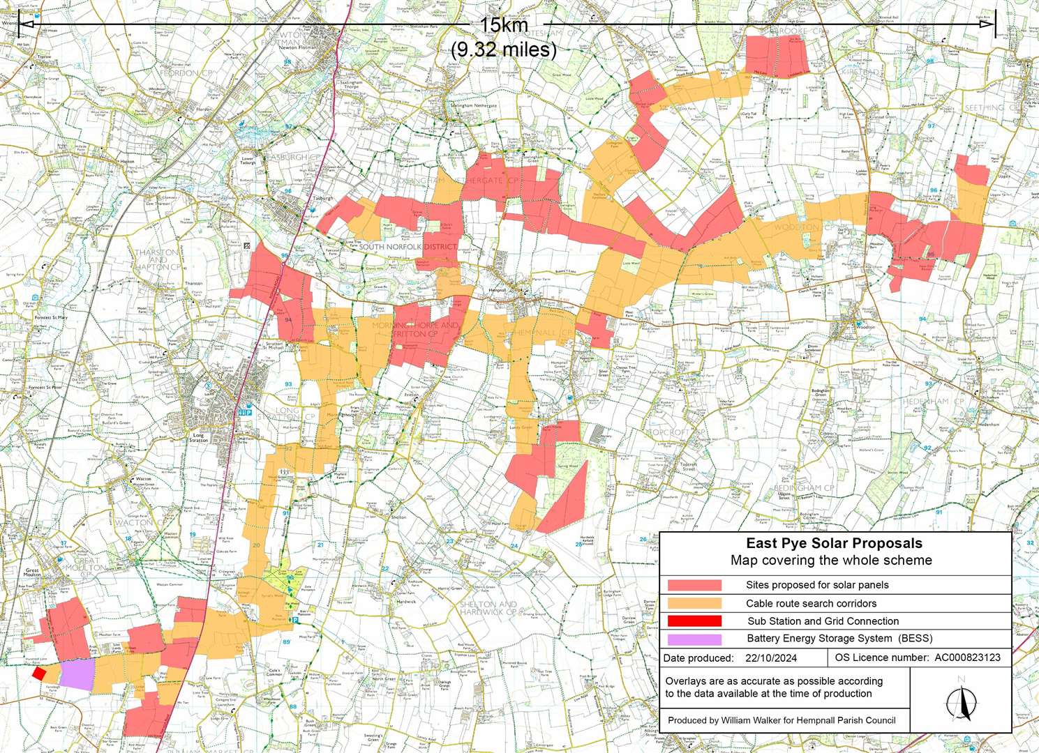 A map drawn up by Hempnall Parish Council of affected areas. Image: Hempnall Parish Council