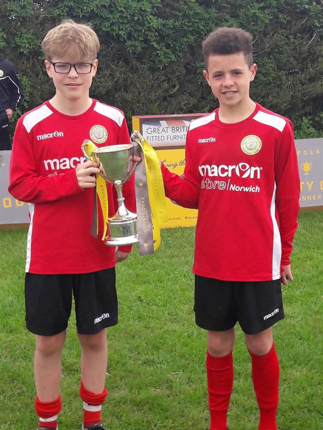 Connor Lewis, pictured with Jude Keylock (left)