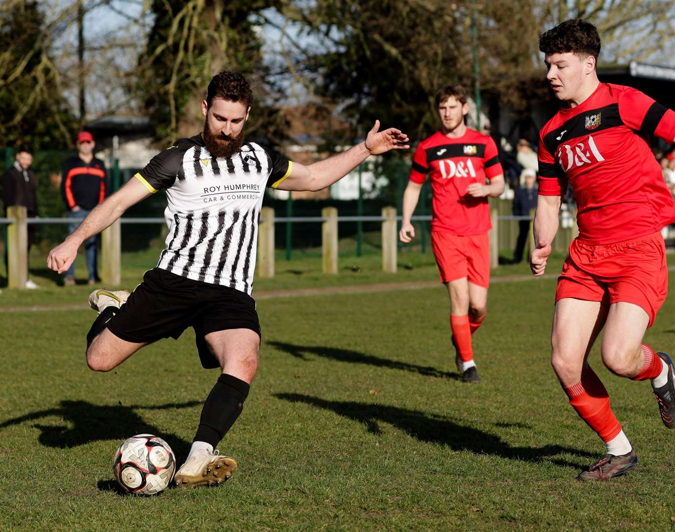 Nathan Page seen on his 200th appearance for Harleston Town, against Cornard United on March 8 Picture: Mark Bullimore