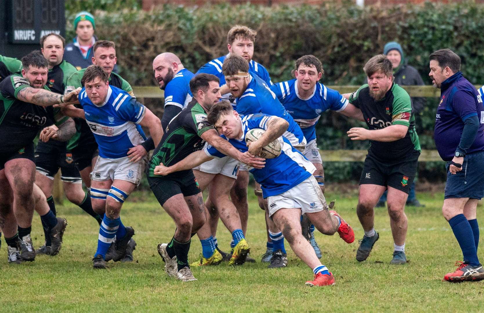 Josh Hayhoe looks to gain ground for Diss against the Newmarket defence on Saturday Picture: Mark Westley
