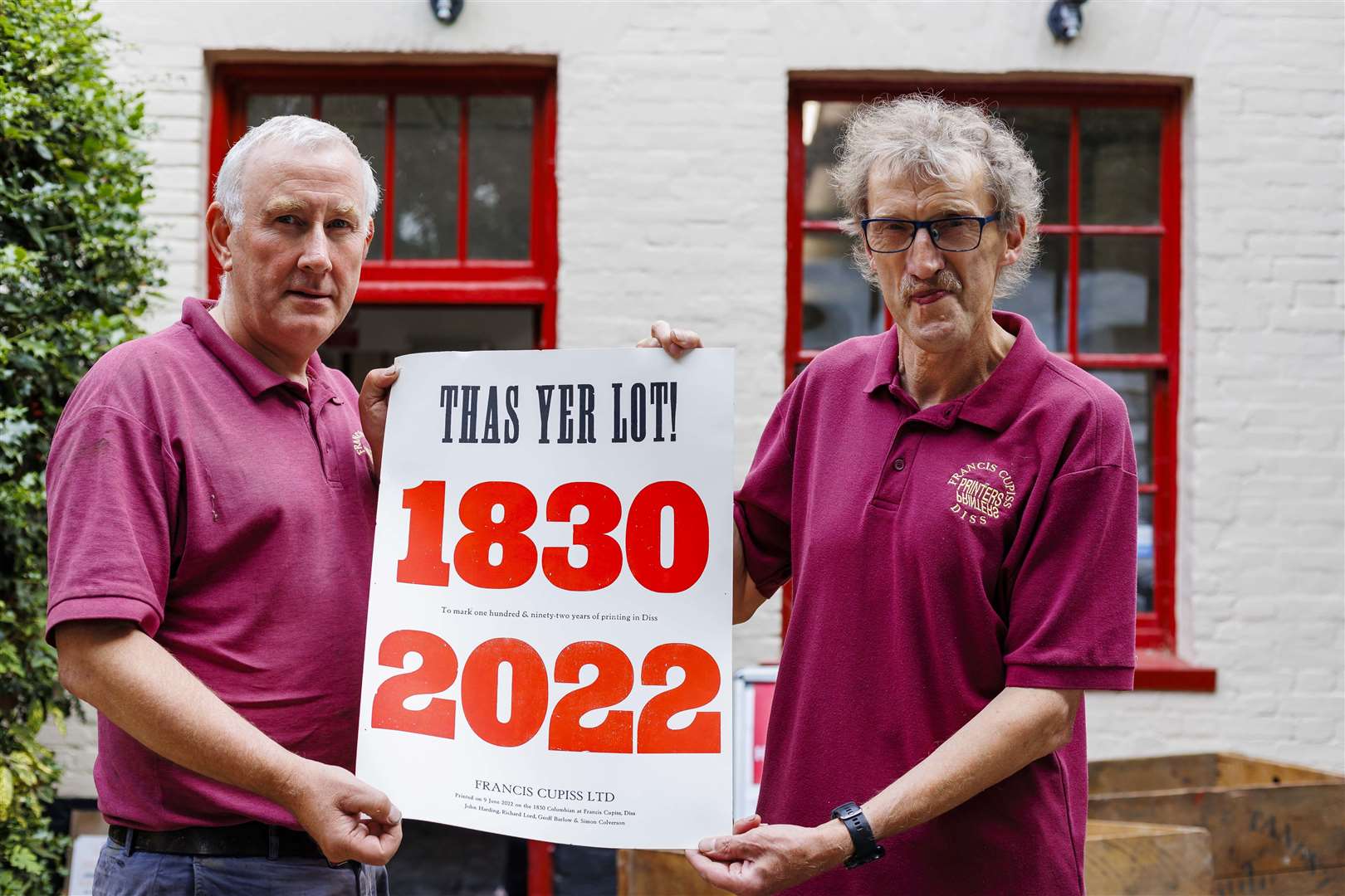 Richard Lord and John Harding or Cupiss letterpress.  Photo: Mark Bullimore Photography 2022.