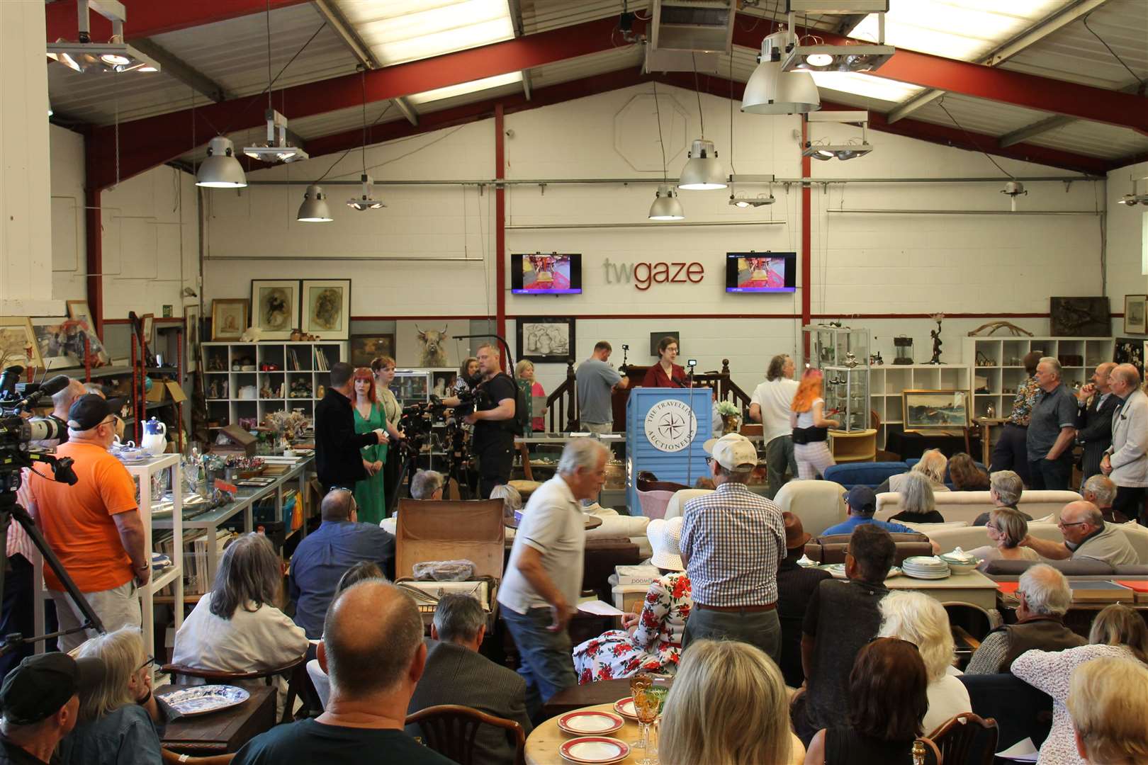 The BBC film crew setting up for the filming of The Travelling Auctioneers. Picture: TW Gaze