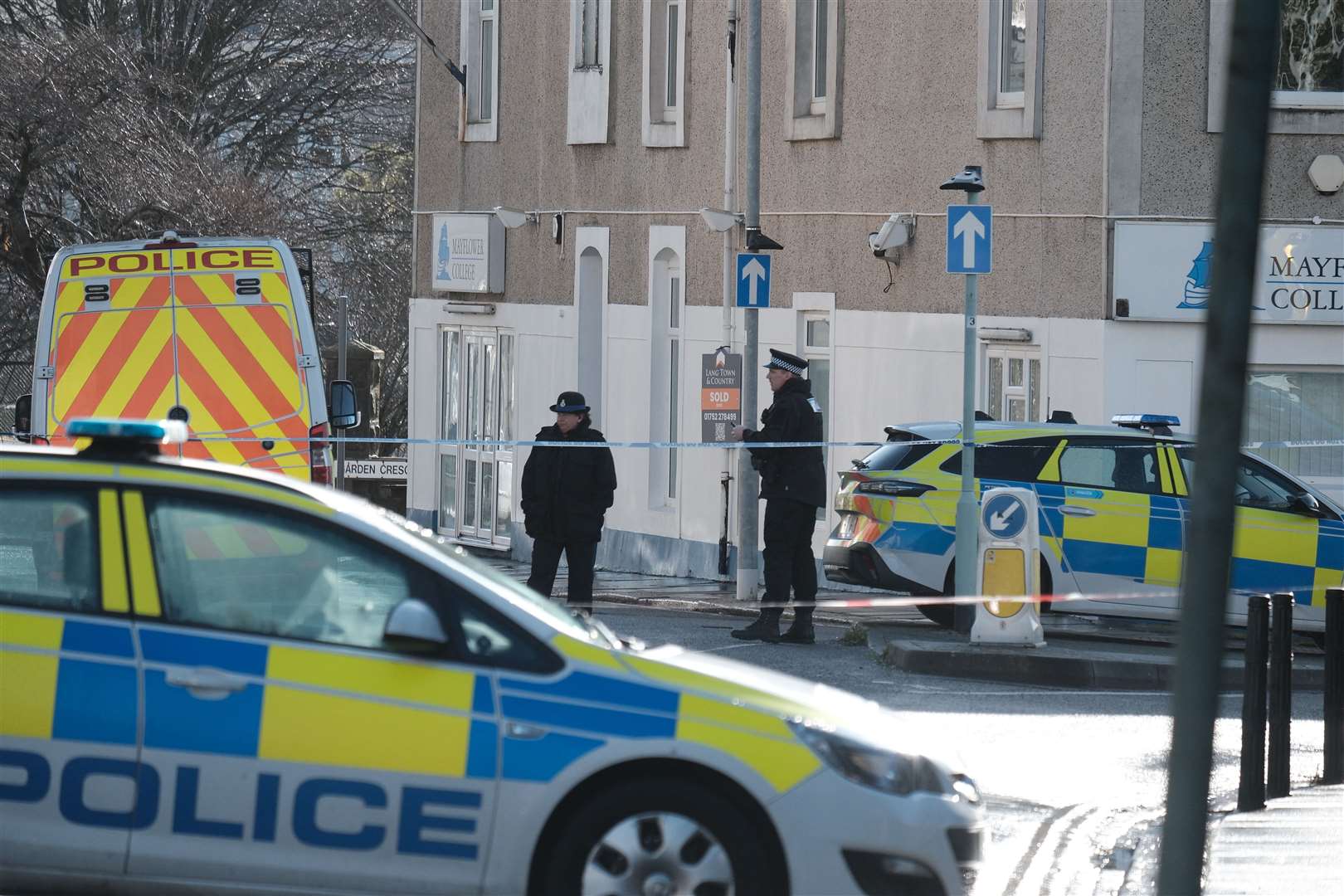 A police cordon near West Hoe Road (Matt Keeble/PA)