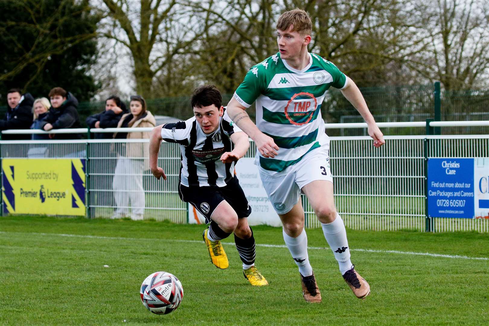 Nathan Read beats a Swaffham defender on Saturday Picture: Mark Bullimore