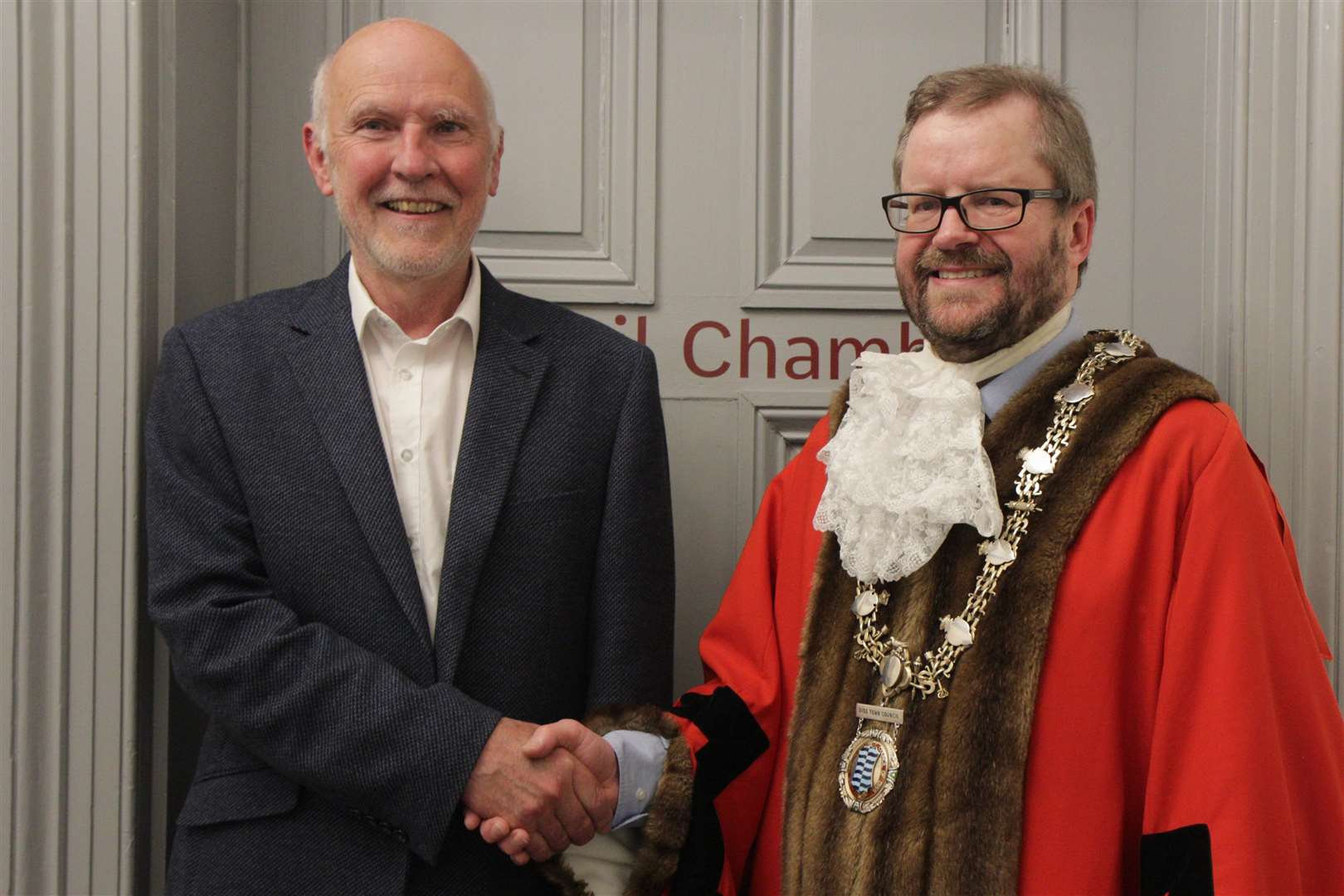 Cllr Julian Mason and Cllr Trevor Wenman upon their election as leader and Mayor, for a second term, in May this year.