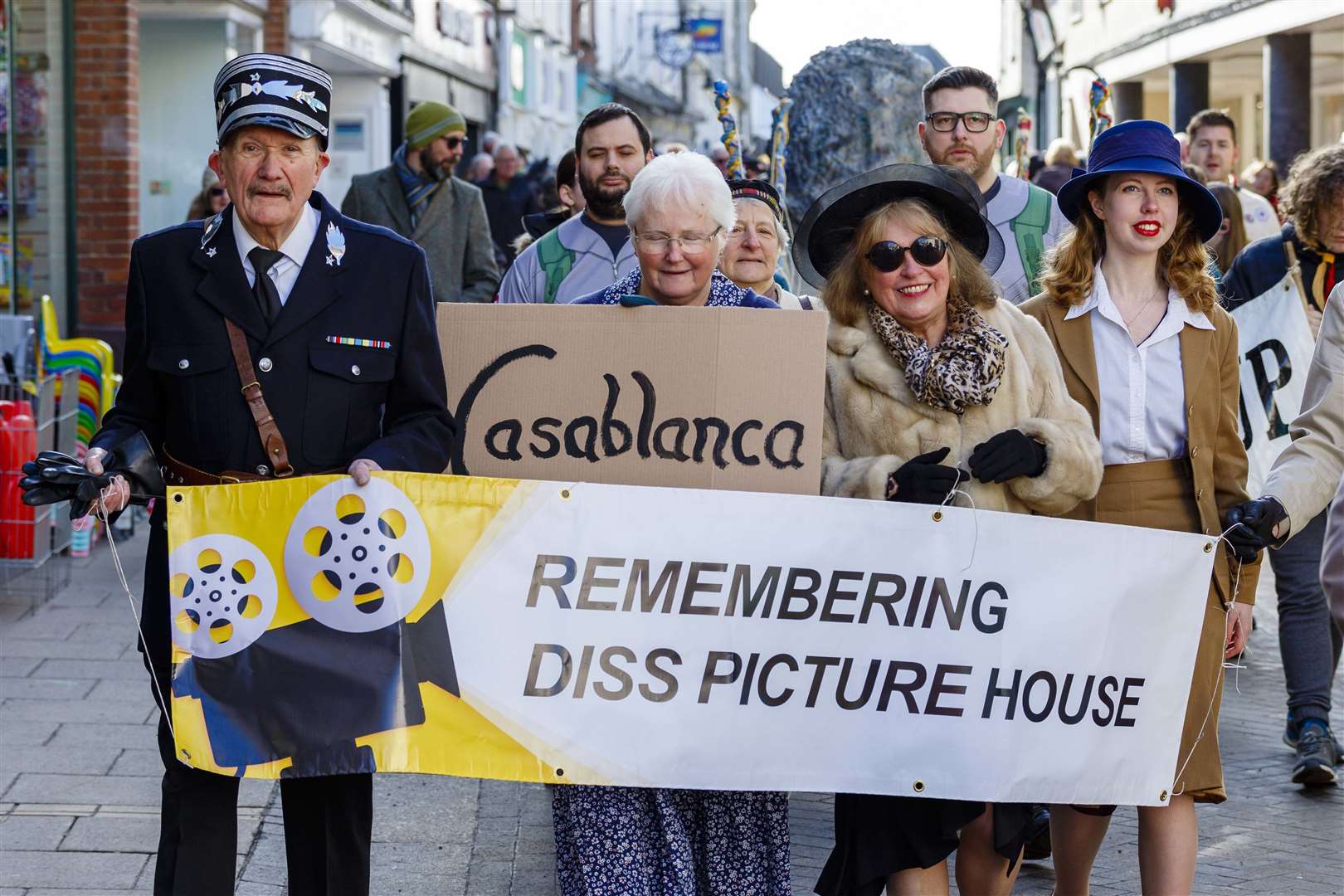 A parade preceded the reopening of Diss Museum, which has a centrepiece exhibit on the 50th anniversary of the closure of the New Picture House cinema.